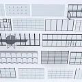 Various Window Design Patterns With Grid Frames And Architectural Styles 3d model