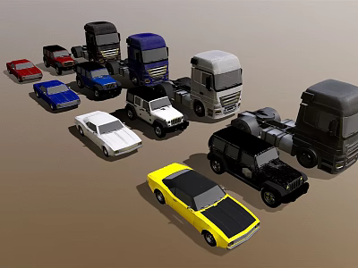 Diverse Toy Cars Collection Featuring Sedans Trucks SUVs and Various Models 3d model