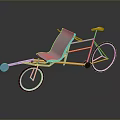 Modern Tricycle With Orange Frame Gray Seat Yellow Handlebar And Blue Front Wheel