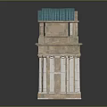 Classical Arch Building Model With Multiple Arches Columns And Blue Stone Roof