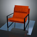 Stylish Modern Orange Upholstered Armchair With Black Metal Frame