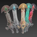 Diverse Colored Fantasy Sword Collection With Unique Designs And Ornate Hilt Details