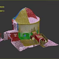 Detailed Ancient Dome Structure Model With White Tiles Damaged Walls Snow And Brick Ground