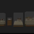 Museum Display Shelves with Decorative Base for Showcasing Ancient Artifacts and Pottery 3d model