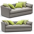 Gray Sectional Sofa With Green Decorative Pillows And Modern Design 3d model