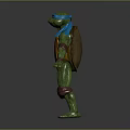 3D Ninja Turtle Character Model With Green Skin Blue Headband And Orange Shell