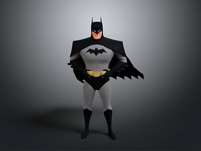 Batman 3D Model Cartoon Character With Black Cape And Gray Suit 3d model
