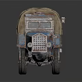 Vintage Blue White Truck Featuring Red Star Cab And Canvas Covered Cargo Bed
