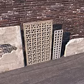 Concrete Building Components Including Perforated Panels And Decorative Grille Designs 3d model