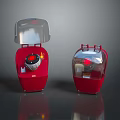 Two Red Industrial Devices With Transparent Covers And Control Button Panels 3d model