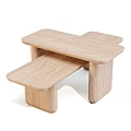 Modern Wooden Coffee Table With Dark Top And Light Wood Layered Design