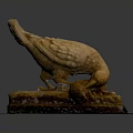 Eagle Sculpture With Detailed Feathers Bending Head On Decorative Stone Base 3d model