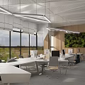 Modern Public Office Space With Large Windows Living Plant Wall White Desks And Computers