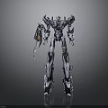 Sci Fi Mechanical Robot Figure With Metallic Armor And Weapon Structure