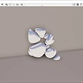 Silver Metallic Abstract Decorative Objects Featuring Shiny Irregular Sculptural Shapes 3d model