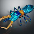 Detailed Blue Transparent Scorpion Art Model With Yellow Pincers And Legs