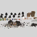 Assorted Waste Items With Black Trash Bags Colorful Bottles Cardboard Boxes And Scattered Debris