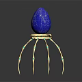 Blue Marble Texture Bird Egg on Golden Stand with Green Accents and Glowing Base
