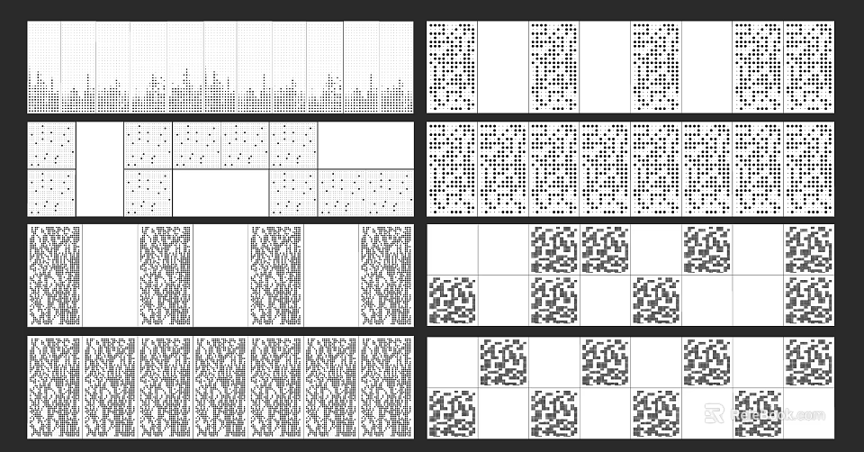 Various Black And White Texture Patterns In Different Design Styles 3d model