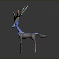 Colorful Antlered Deer Like Creature With Vibrant Colored Tines Slender Legs And Blue Gray Body