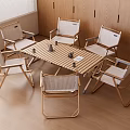 Stylish Wooden Dining Table And Chairs Set With Wicker Seats And Wooden Cabinets
