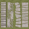 Garden Path Paving Design With Various Circular Striped And Irregular Stone Patterns