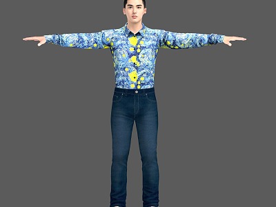 Men with Inch Head Men with Shirts Men with Jeans Men with Bound Bones Standing Animation model