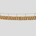 Outdoor Rope Bridge Structure With Wooden Planks Rope Railings And Wooden Posts