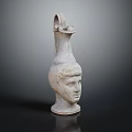 Detailed Classical Stone Sculpture With Human Head Design And Vase Shape Handle