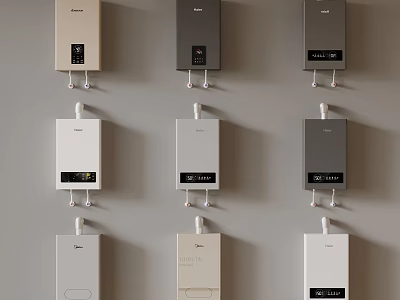 Multiple Modern Kitchen Appliances Wall Mounted In Various Colors And Styles 3d model