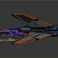 Futuristic Spacecraft With Blue Gray And Orange Red Details For Cosmic Exploration Mission