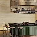 Modern Sales Office Interior Design With Luxury Bar Counter And Pendant Lights