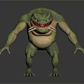 Fierce Green Monster Game Movie Character With Sharp Teeth And Clawed Limbs