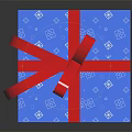 Blue Gift Box With White Patterns And Red Ribbon Bow For Daily Use 3d model