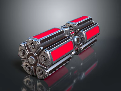 Household Multifunctional Tool With Silver Metal Body Red Panels And Hexagonal Bolts Design 3d model