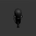 Professional Electronic Studio Microphone With Gray Windscreen Black Body And Stand 3d model