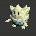 Cute Yellow Game Character Emerging From Cracked Egg With Colorful Patterns 3d model