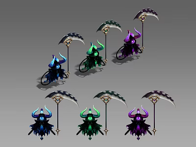 Dark Fantasy Horned Game Movie Character With Scythe And Multiple Color Variants 3d model