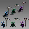Dark Fantasy Horned Game Movie Character With Scythe And Multiple Color Variants