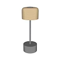 Modern Fabric Shade Table Lamp With Stainless Steel Pole And Round Base