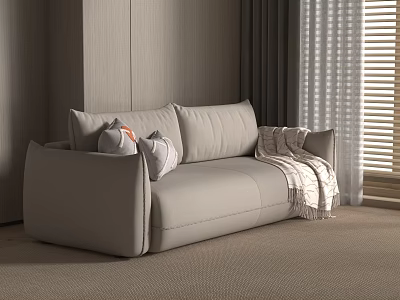Modern cream double sofa 3d model