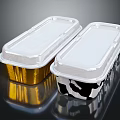 Gold And Black White Cow Pattern Aluminum Foil Tableware Set On Reflective Black Background