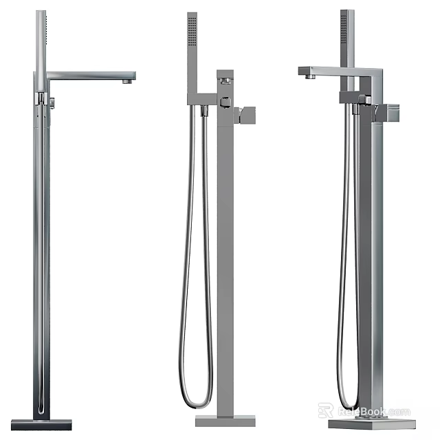 Modern Bathroom Shower Faucet Models With Chrome Finish And Handheld Sprayer 3d model 
