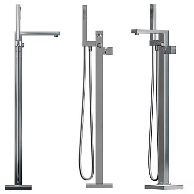 Modern Bathroom Shower Faucet Models With Chrome Finish And Handheld Sprayer 3d model