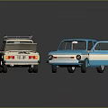 Beige And Blue Car Models With Open Trunk Doors Roof Rack And Beige Interior