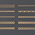 Various Decorative Carving Patterns On Gold Colored Strips For Design Projects 3d model