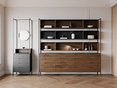 Quiet Decorative Cabinet Original Wood Entrance Cabinet 3d model