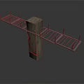 Architectural Support Structure Featuring Wooden Column And Metal Grid Beams