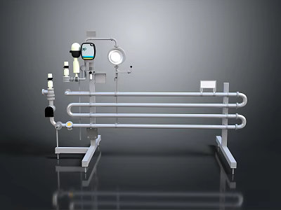 Industrial Metal Hardware Tools with Pipes Stands Control Units and Structural Supports 3d model