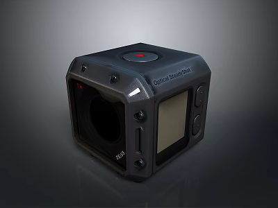 Crystal SkyPixel Computer Peripheral Device With Black Square Design Red Button And Digital Screen 3d model